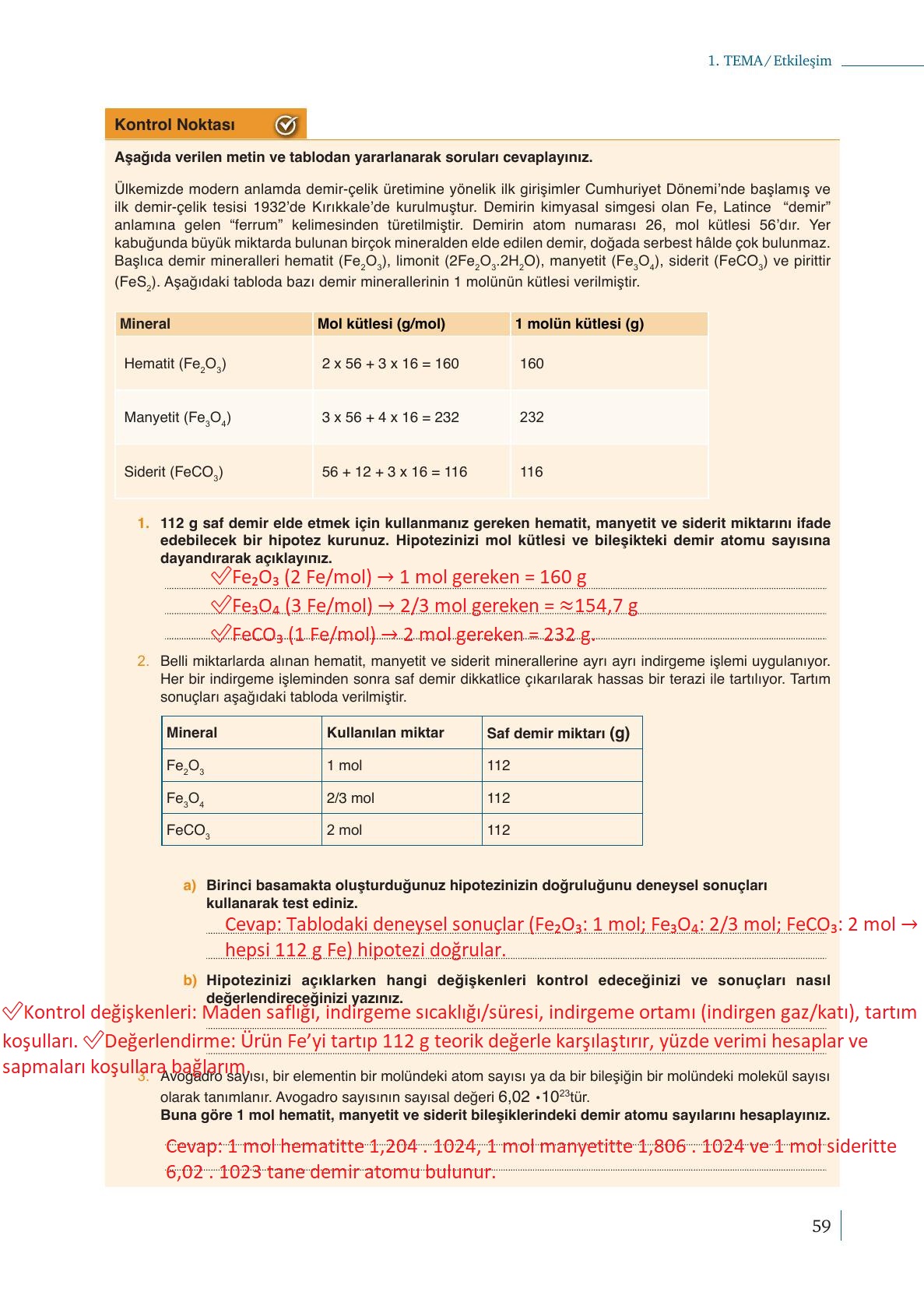10. Sınıf Meb Yayınları Kimya Ders Kitabı Sayfa 59 Cevapları 10. Sınıf Meb Yayınları Kimya Ders Kitabı Sayfa 59 Cevapları