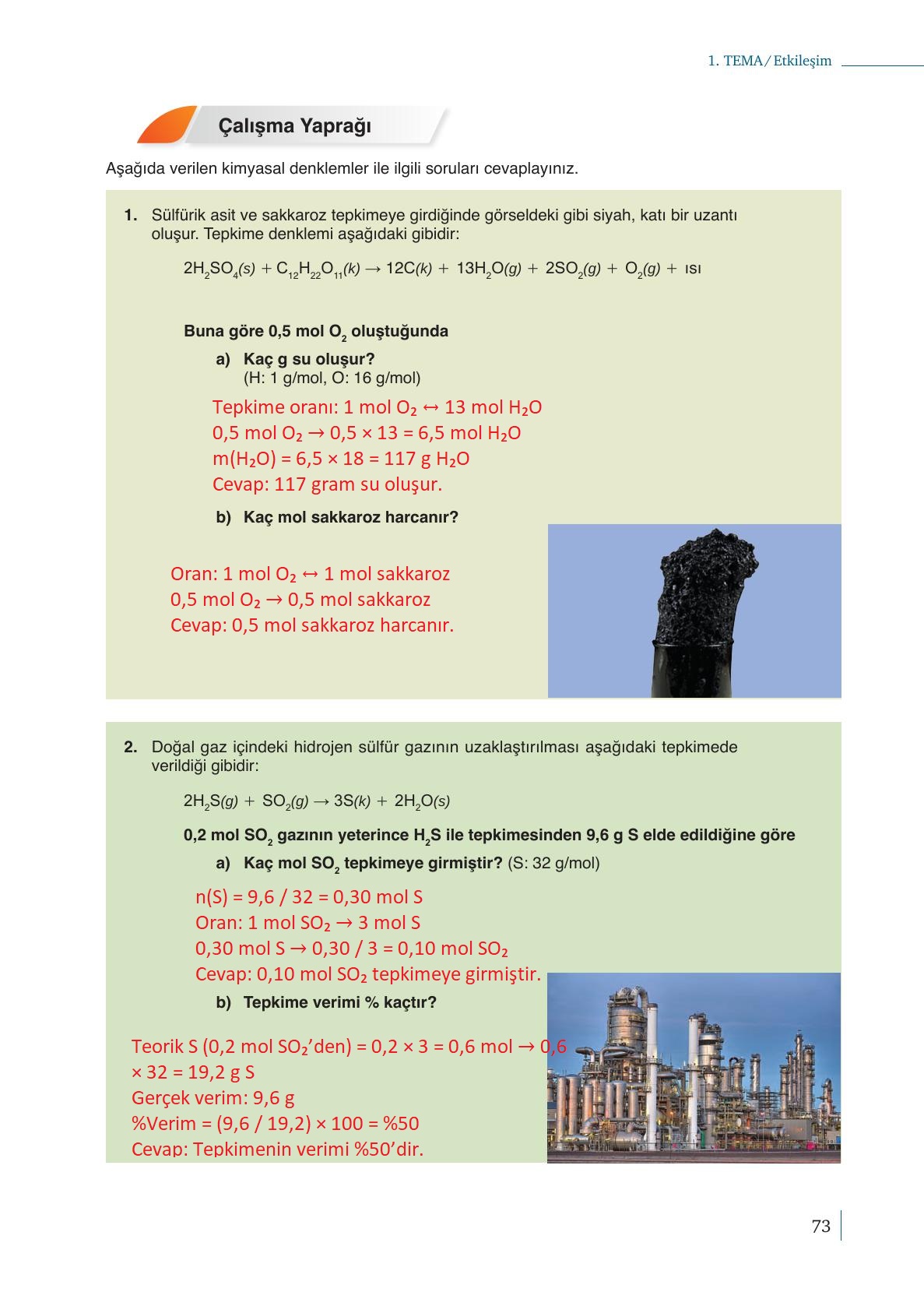 10. Sınıf Meb Yayınları Kimya Ders Kitabı Sayfa 73 Cevapları 10. Sınıf Meb Yayınları Kimya Ders Kitabı Sayfa 73 Cevapları