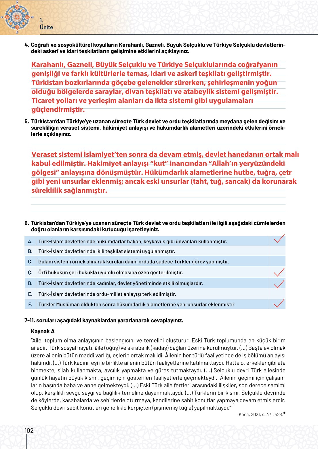 10. Sınıf Meb Yayınları Tarih Ders Kitabı Sayfa 102 Cevapları 10. Sınıf Meb Yayınları Tarih Ders Kitabı Sayfa 102 Cevapları