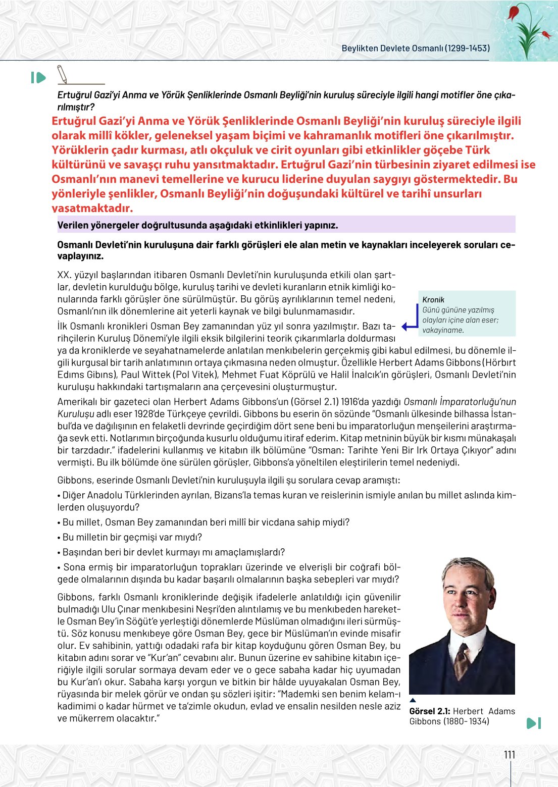 10. Sınıf Meb Yayınları Tarih Ders Kitabı Sayfa 111 Cevapları