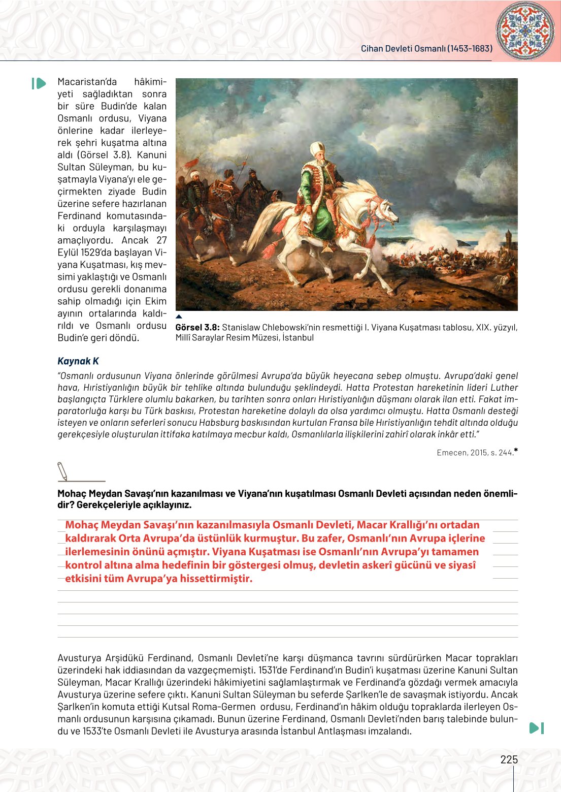 10. Sınıf Meb Yayınları Tarih Ders Kitabı Sayfa 225 Cevapları