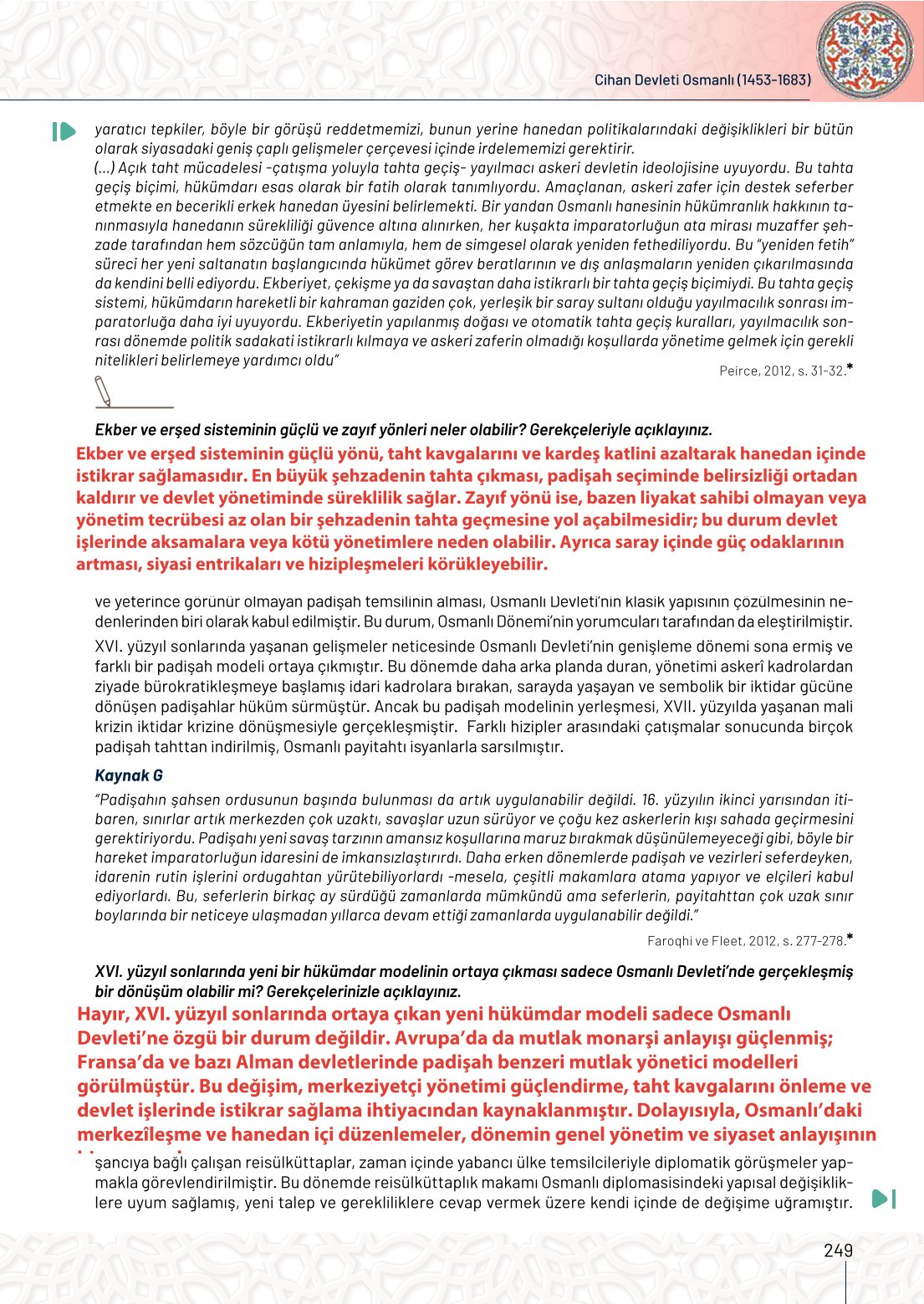 10. Sınıf Meb Yayınları Tarih Ders Kitabı Sayfa 249 Cevapları