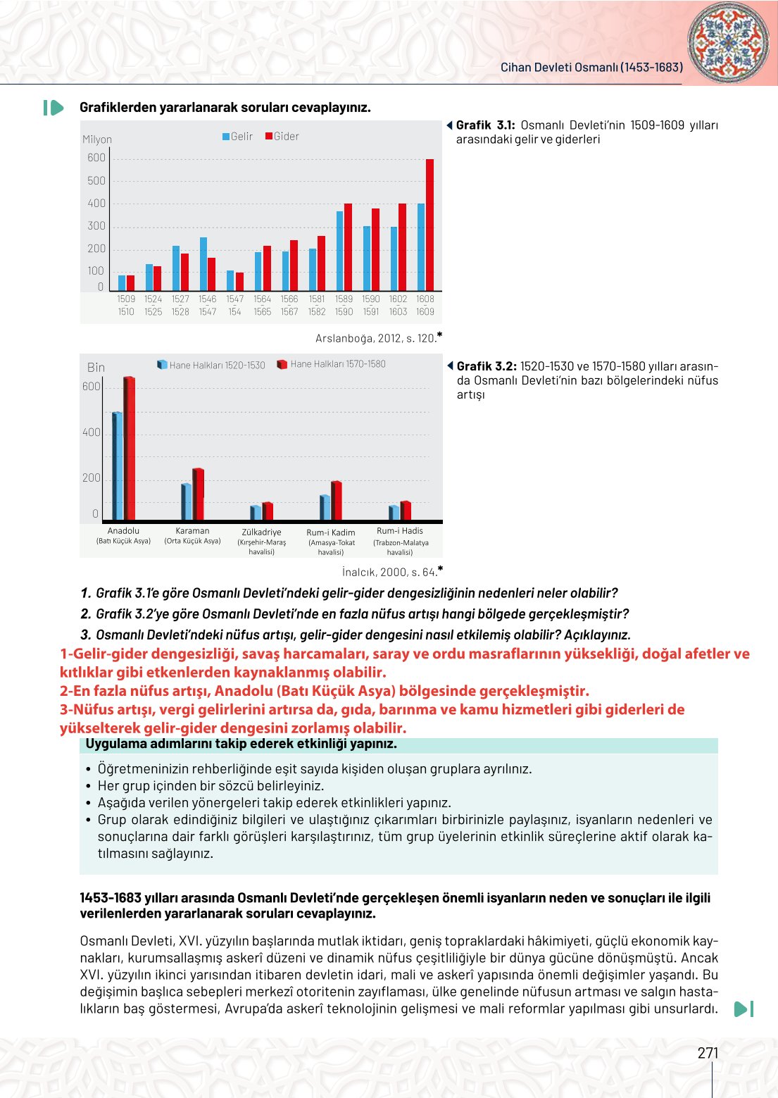10. Sınıf Meb Yayınları Tarih Ders Kitabı Sayfa 271 Cevapları