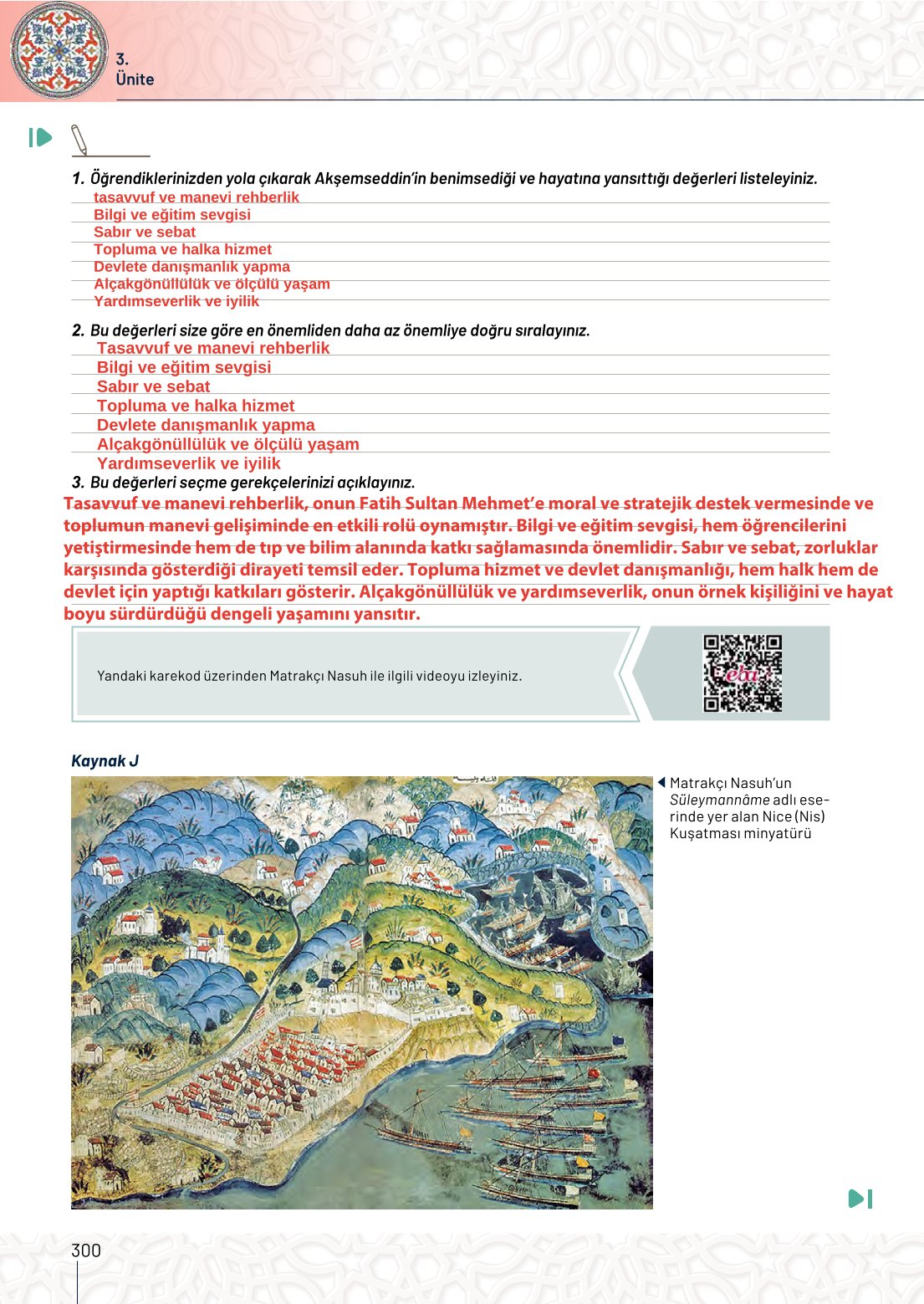 10. Sınıf Meb Yayınları Tarih Ders Kitabı Sayfa 300 Cevapları