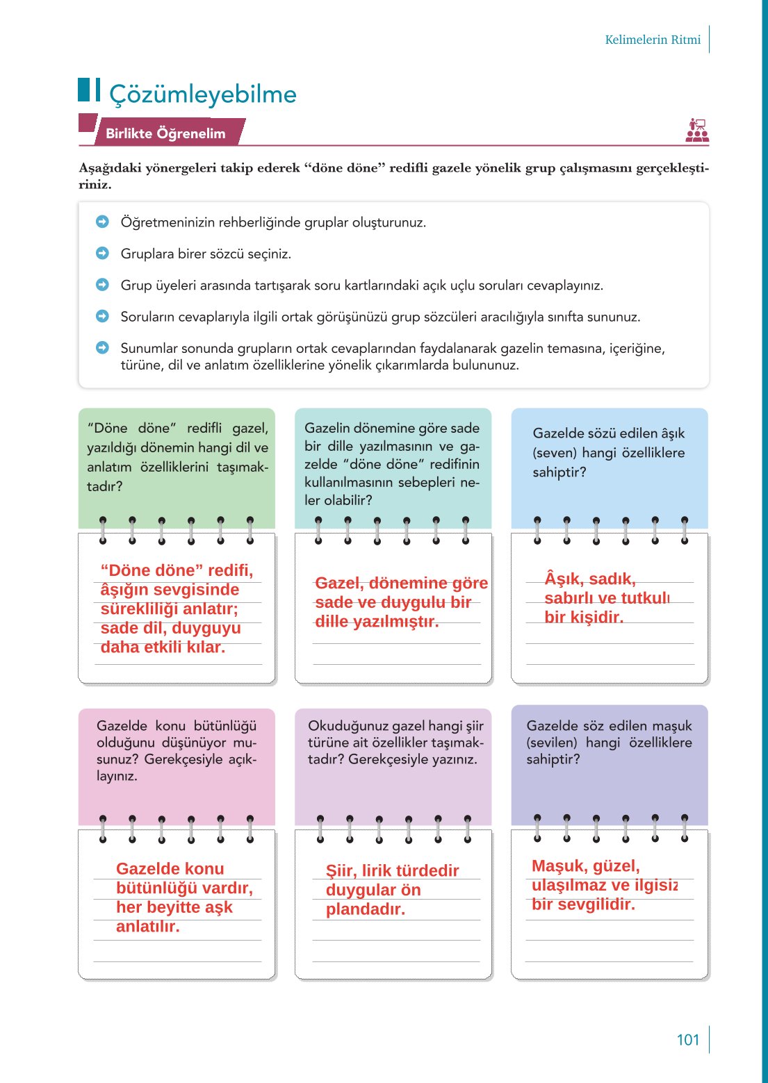 10. Sınıf Meb Yayınları Türk Dili Ve Edebiyatı Ders Kitabı Sayfa 101 Cevapları