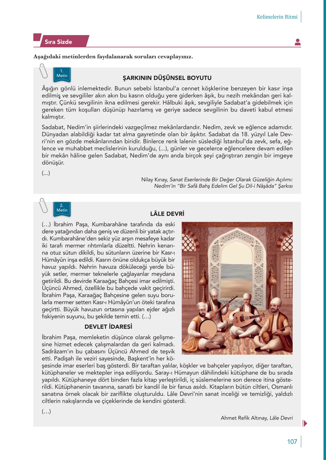 10. Sınıf Meb Yayınları Türk Dili Ve Edebiyatı Ders Kitabı Sayfa 107 Cevapları