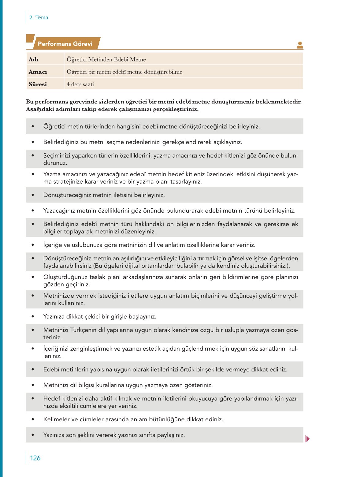10. Sınıf Meb Yayınları Türk Dili Ve Edebiyatı Ders Kitabı Sayfa 126 Cevapları