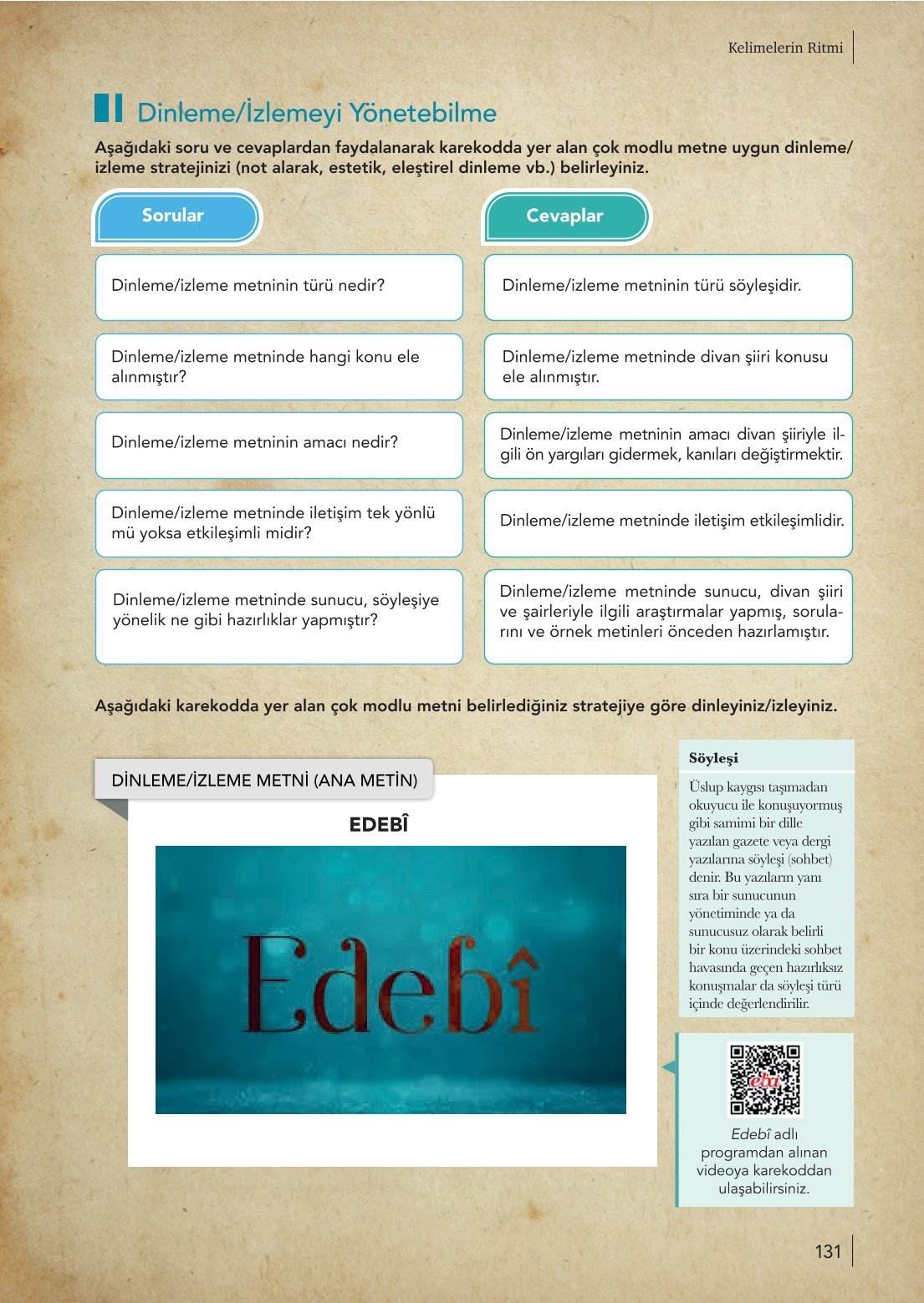 10. Sınıf Meb Yayınları Türk Dili Ve Edebiyatı Ders Kitabı Sayfa 131 Cevapları