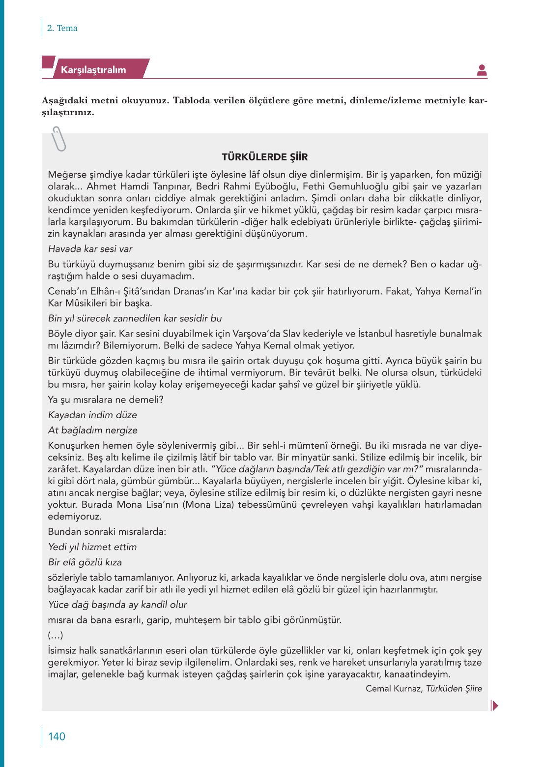 10. Sınıf Meb Yayınları Türk Dili Ve Edebiyatı Ders Kitabı Sayfa 140 Cevapları