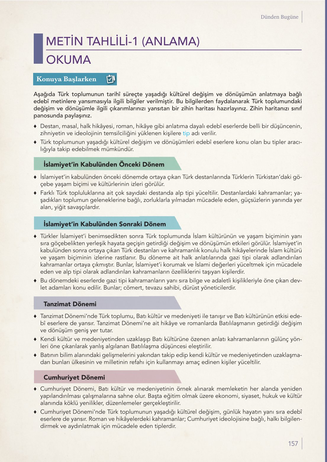 10. Sınıf Meb Yayınları Türk Dili Ve Edebiyatı Ders Kitabı Sayfa 157 Cevapları