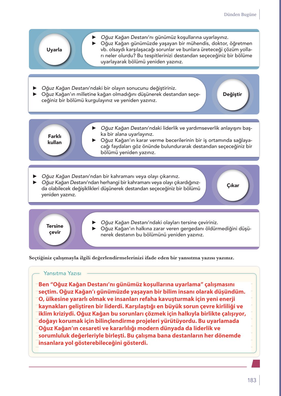 10. Sınıf Meb Yayınları Türk Dili Ve Edebiyatı Ders Kitabı Sayfa 183 Cevapları