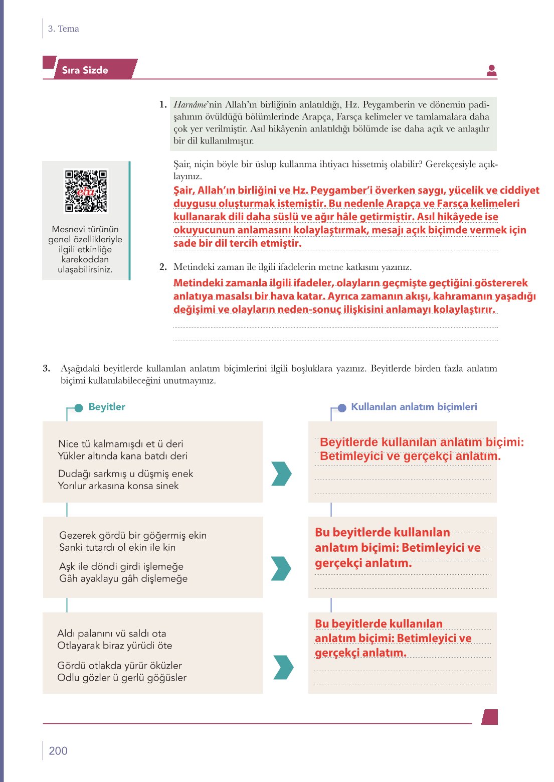 10. Sınıf Meb Yayınları Türk Dili Ve Edebiyatı Ders Kitabı Sayfa 200 Cevapları