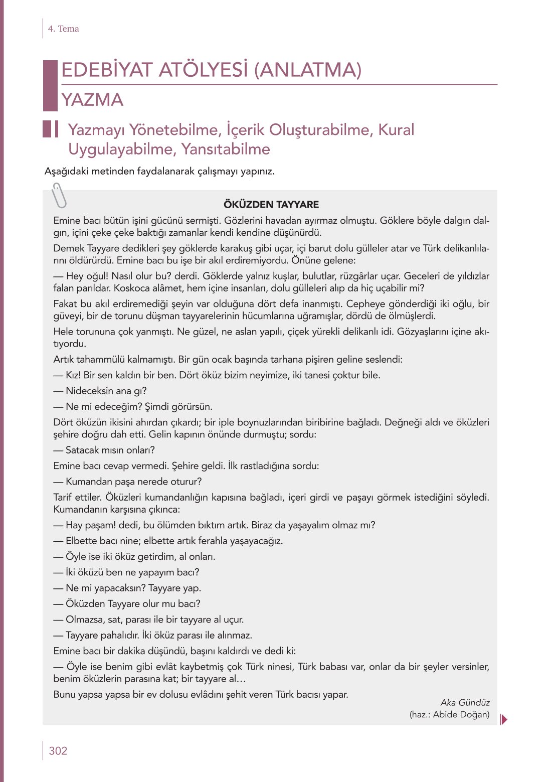 10. Sınıf Meb Yayınları Türk Dili Ve Edebiyatı Ders Kitabı Sayfa 302 Cevapları