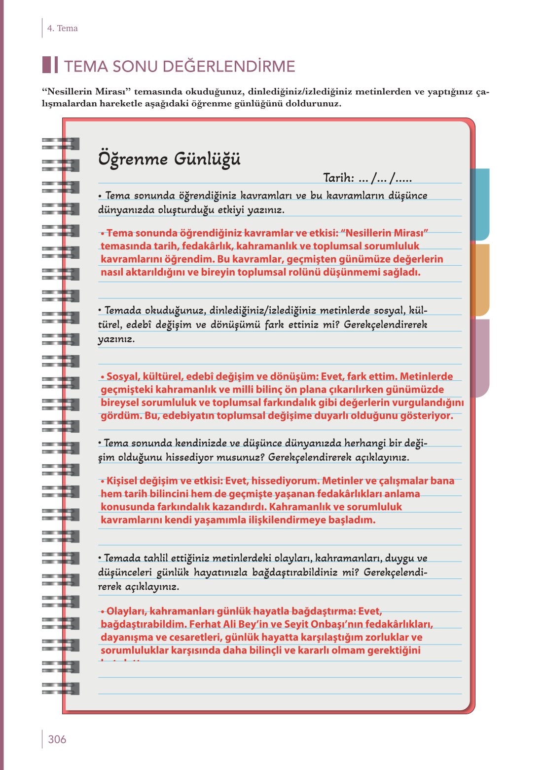 10. Sınıf Meb Yayınları Türk Dili Ve Edebiyatı Ders Kitabı Sayfa 306 Cevapları