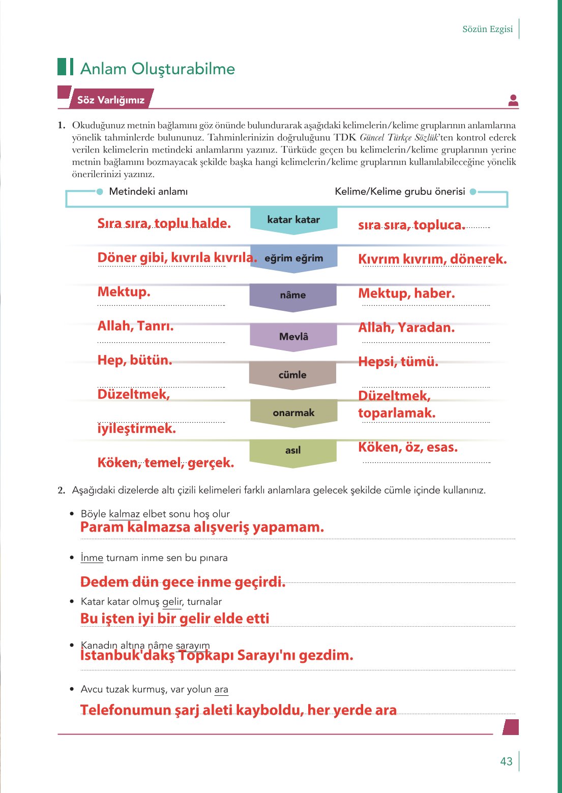 10. Sınıf Meb Yayınları Türk Dili Ve Edebiyatı Ders Kitabı Sayfa 43 Cevapları 10. Sınıf Meb Yayınları Türk Dili Ve Edebiyatı Ders Kitabı Sayfa 43 Cevapları