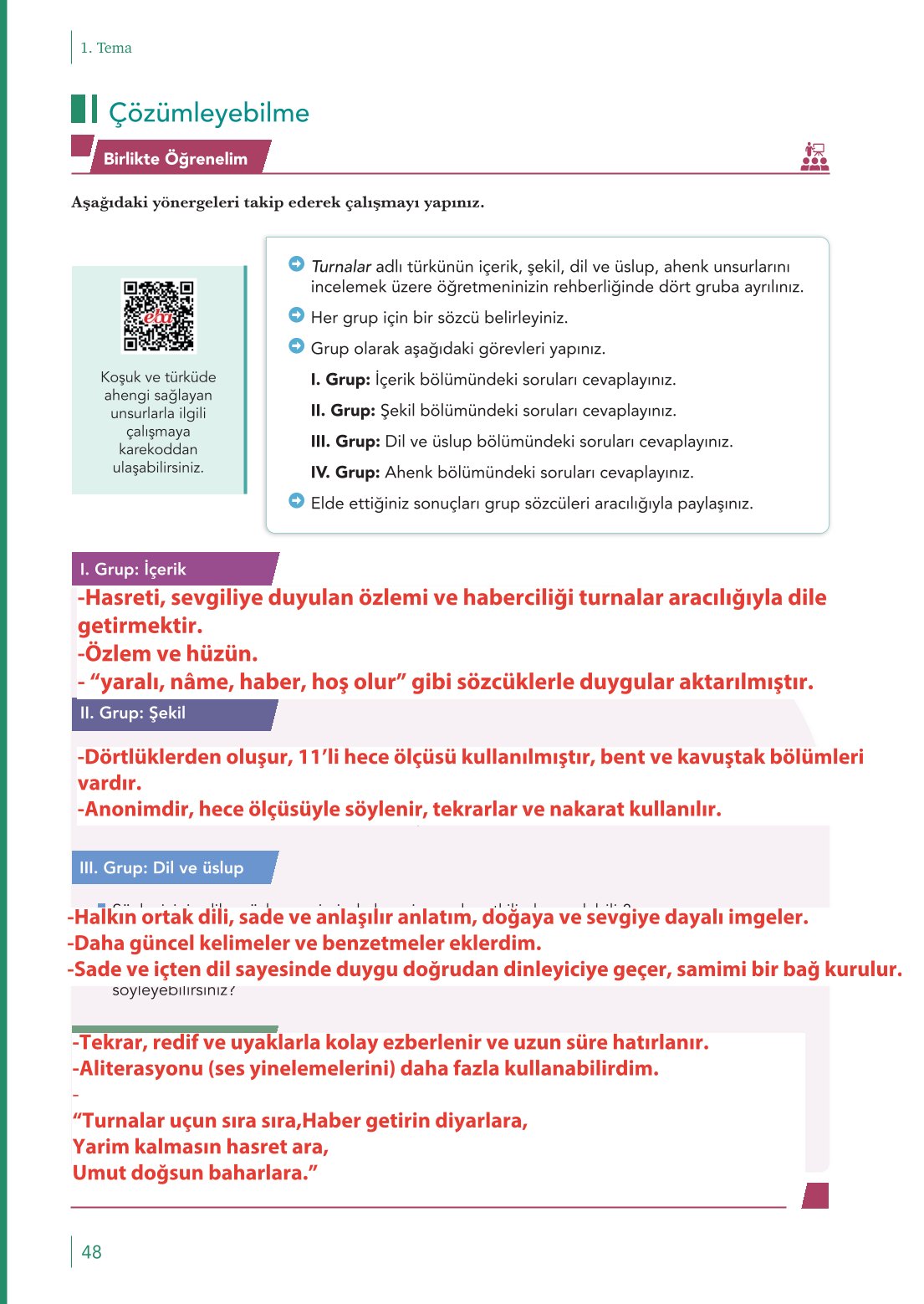 10. Sınıf Meb Yayınları Türk Dili Ve Edebiyatı Ders Kitabı Sayfa 48 Cevapları