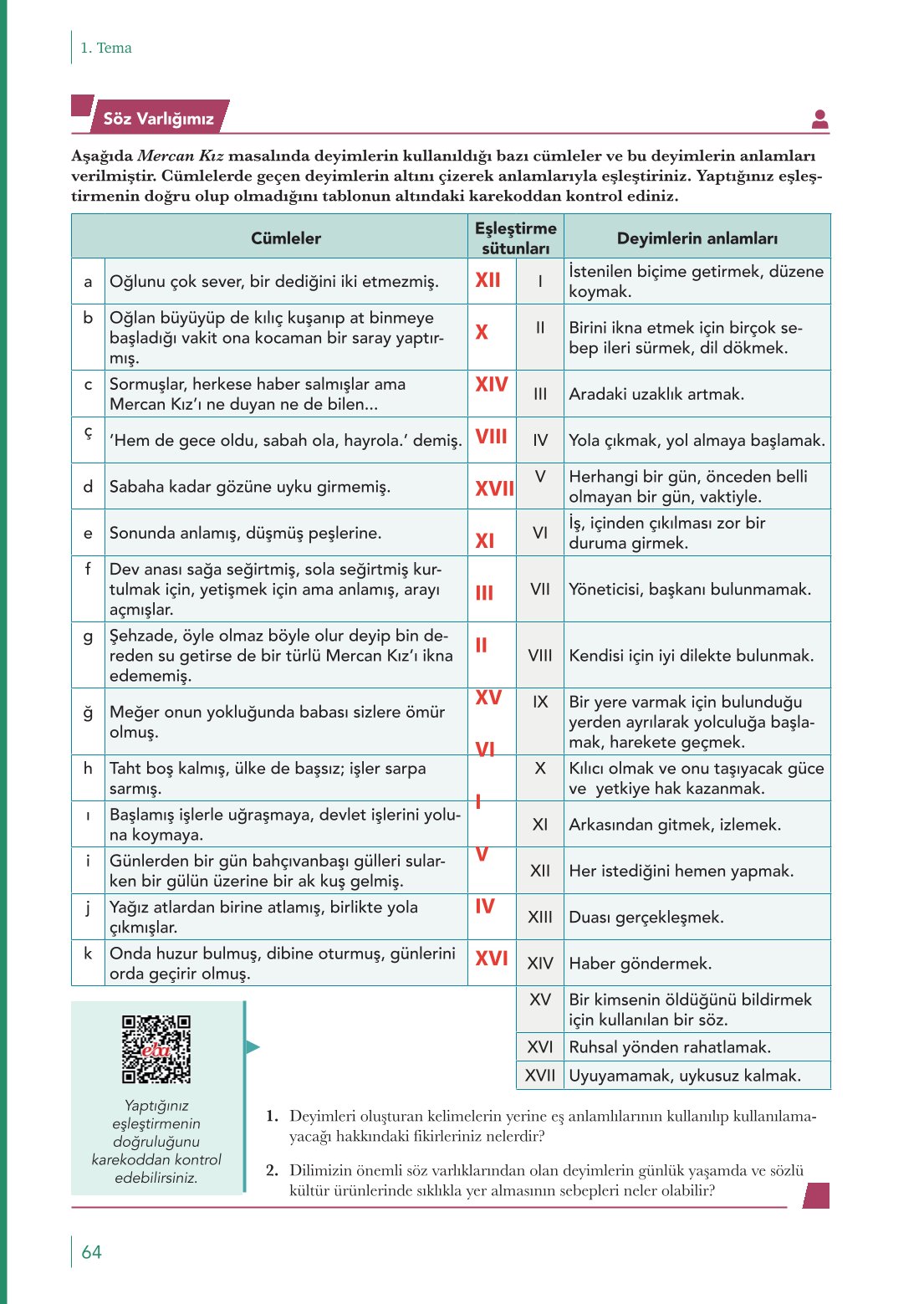 10. Sınıf Meb Yayınları Türk Dili Ve Edebiyatı Ders Kitabı Sayfa 64 Cevapları