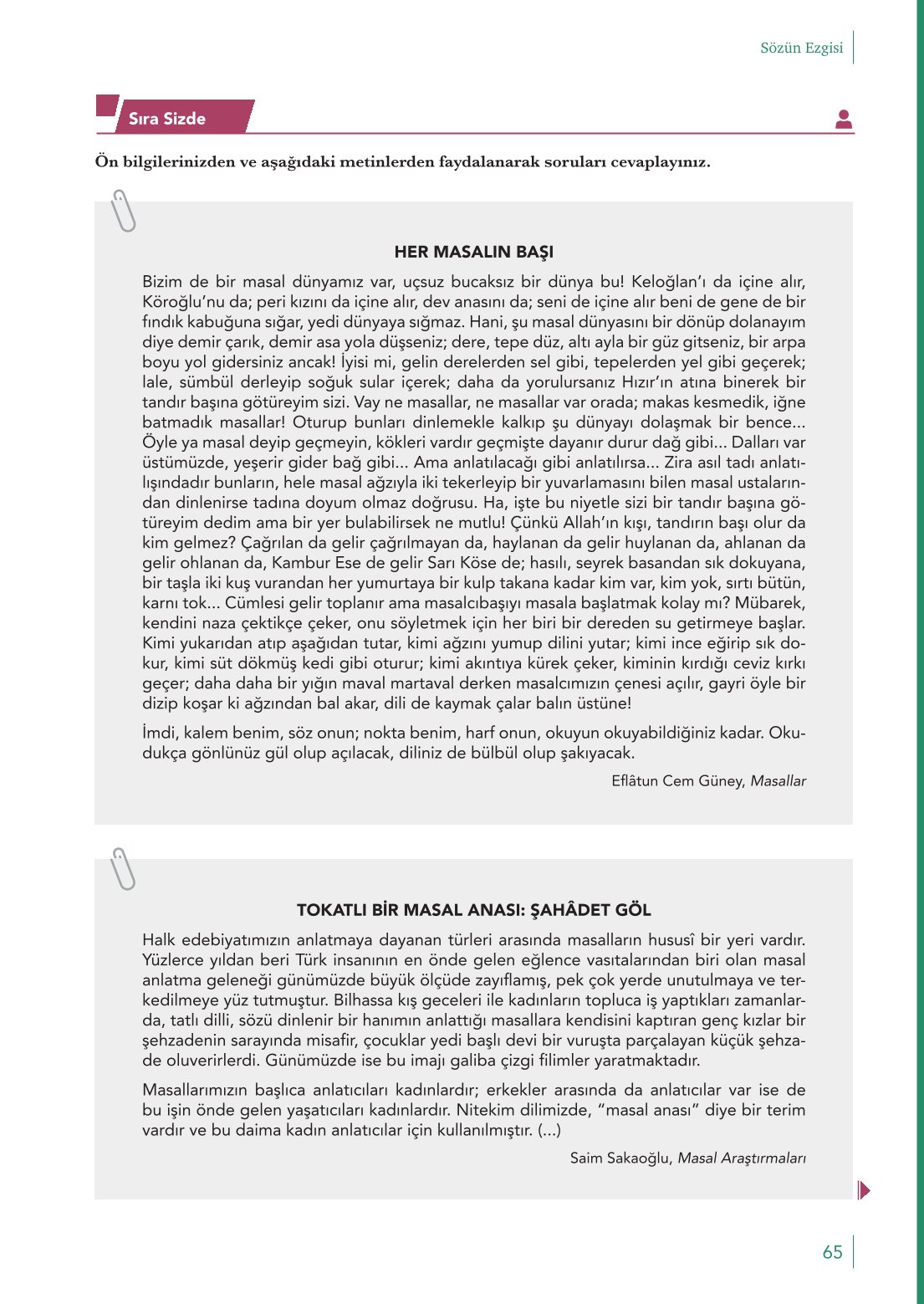 10. Sınıf Meb Yayınları Türk Dili Ve Edebiyatı Ders Kitabı Sayfa 65 Cevapları 10. Sınıf Meb Yayınları Türk Dili Ve Edebiyatı Ders Kitabı Sayfa 65 Cevapları