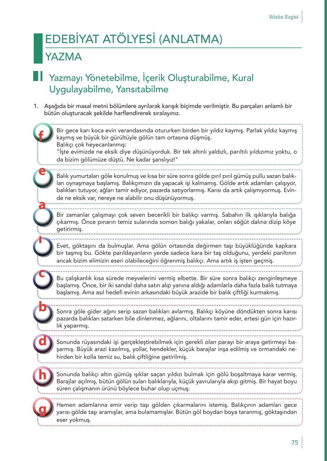 10. Sınıf Meb Yayınları Türk Dili Ve Edebiyatı Ders Kitabı Sayfa 75 Cevapları