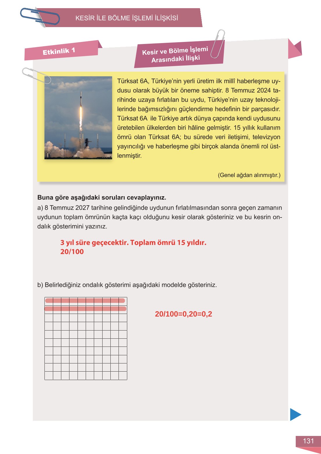 6. Sınıf Meb Yayınları Matematik Ders Kitabı Sayfa 131 Cevapları