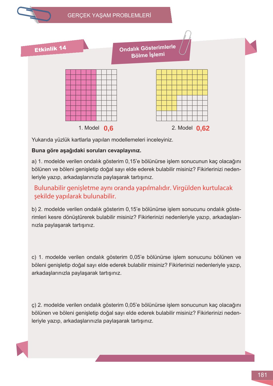 6. Sınıf Meb Yayınları Matematik Ders Kitabı Sayfa 181 Cevapları