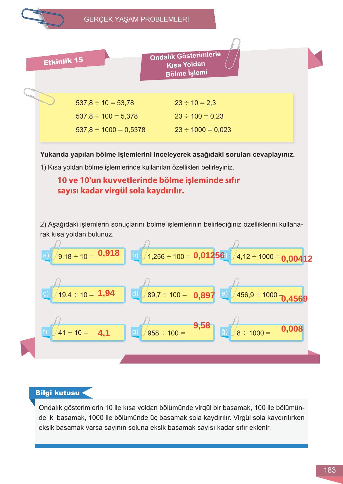 6. Sınıf Meb Yayınları Matematik Ders Kitabı Sayfa 183 Cevapları
