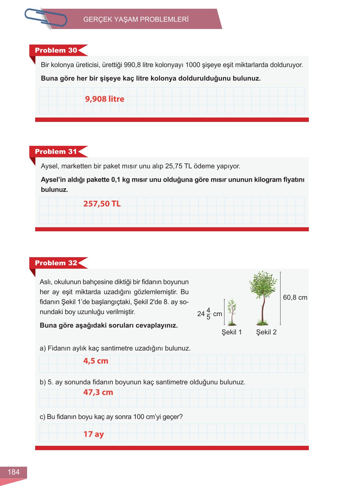 6. Sınıf Meb Yayınları Matematik Ders Kitabı Sayfa 184 Cevapları
