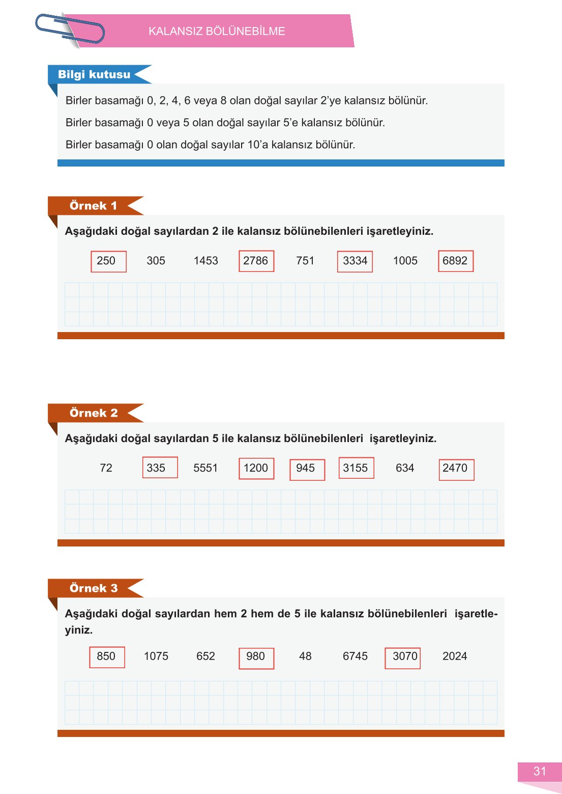 6. Sınıf Meb Yayınları Matematik Ders Kitabı Sayfa 31 Cevapları