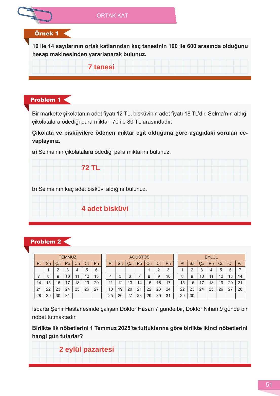 6. Sınıf Meb Yayınları Matematik Ders Kitabı Sayfa 51 Cevapları 6. Sınıf Meb Yayınları Matematik Ders Kitabı Sayfa 51 Cevapları
