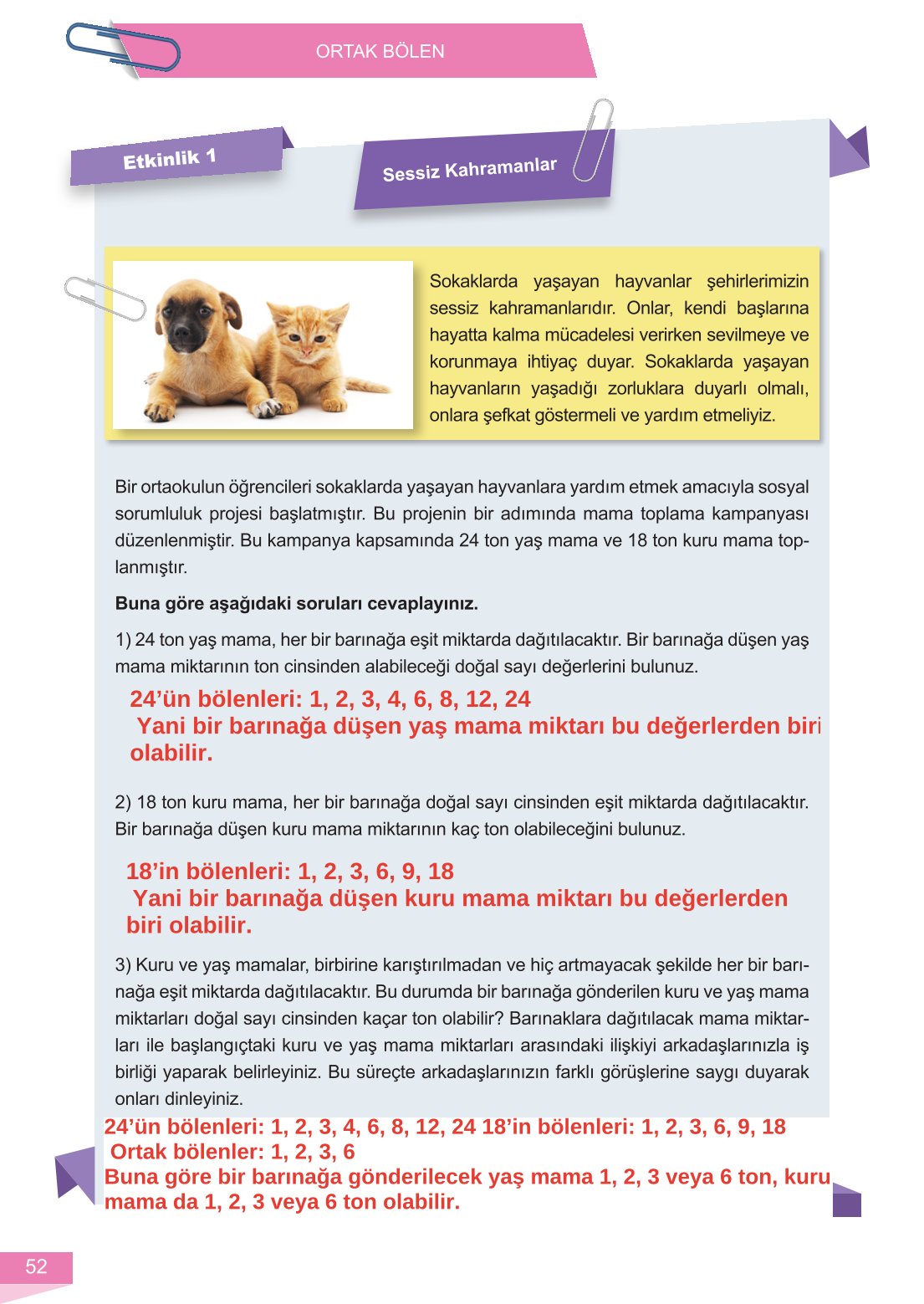 6. Sınıf Meb Yayınları Matematik Ders Kitabı Sayfa 52 Cevapları