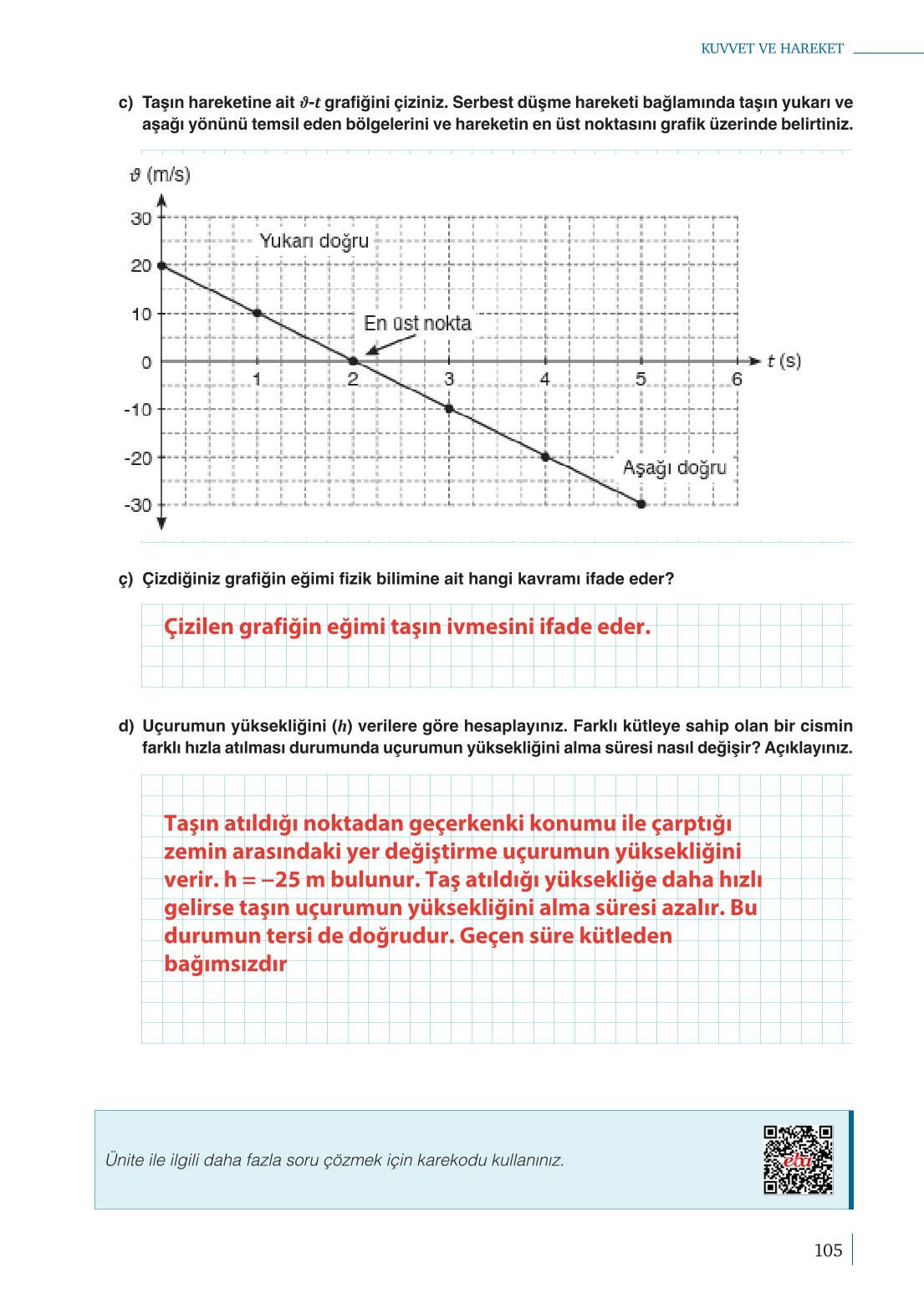 10. Sınıf Meb Yayınları Fizik Ders Kitabı Sayfa 105 Cevapları
