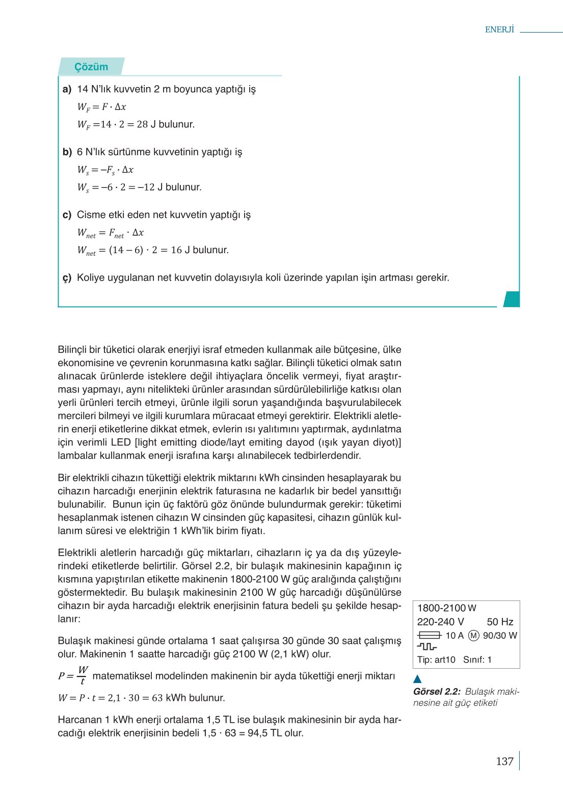 10. Sınıf Meb Yayınları Fizik Ders Kitabı Sayfa 137 Cevapları