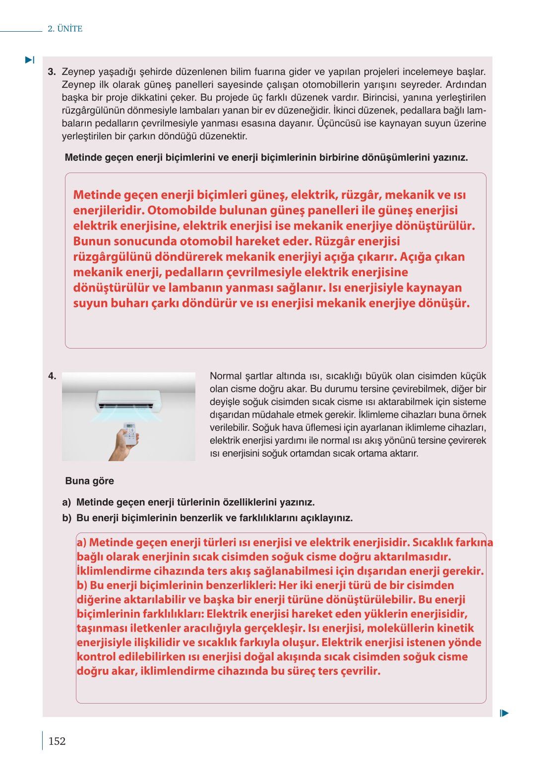 10. Sınıf Meb Yayınları Fizik Ders Kitabı Sayfa 152 Cevapları