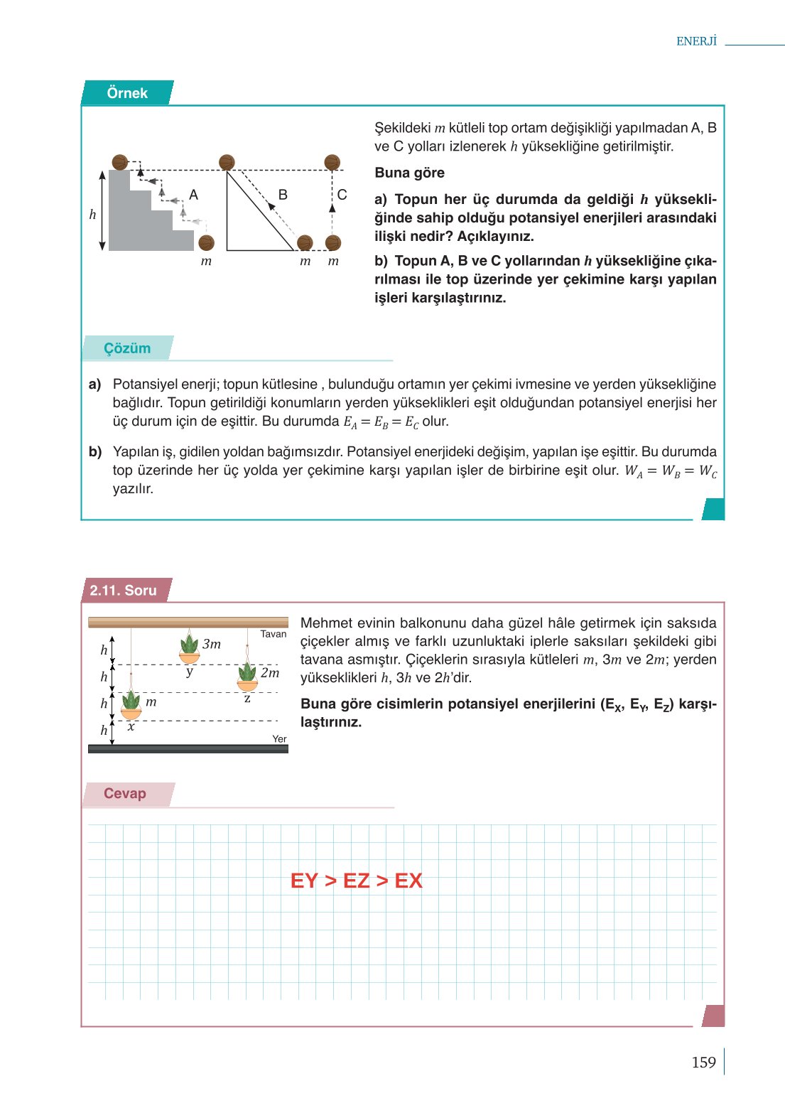 10. Sınıf Meb Yayınları Fizik Ders Kitabı Sayfa 159 Cevapları