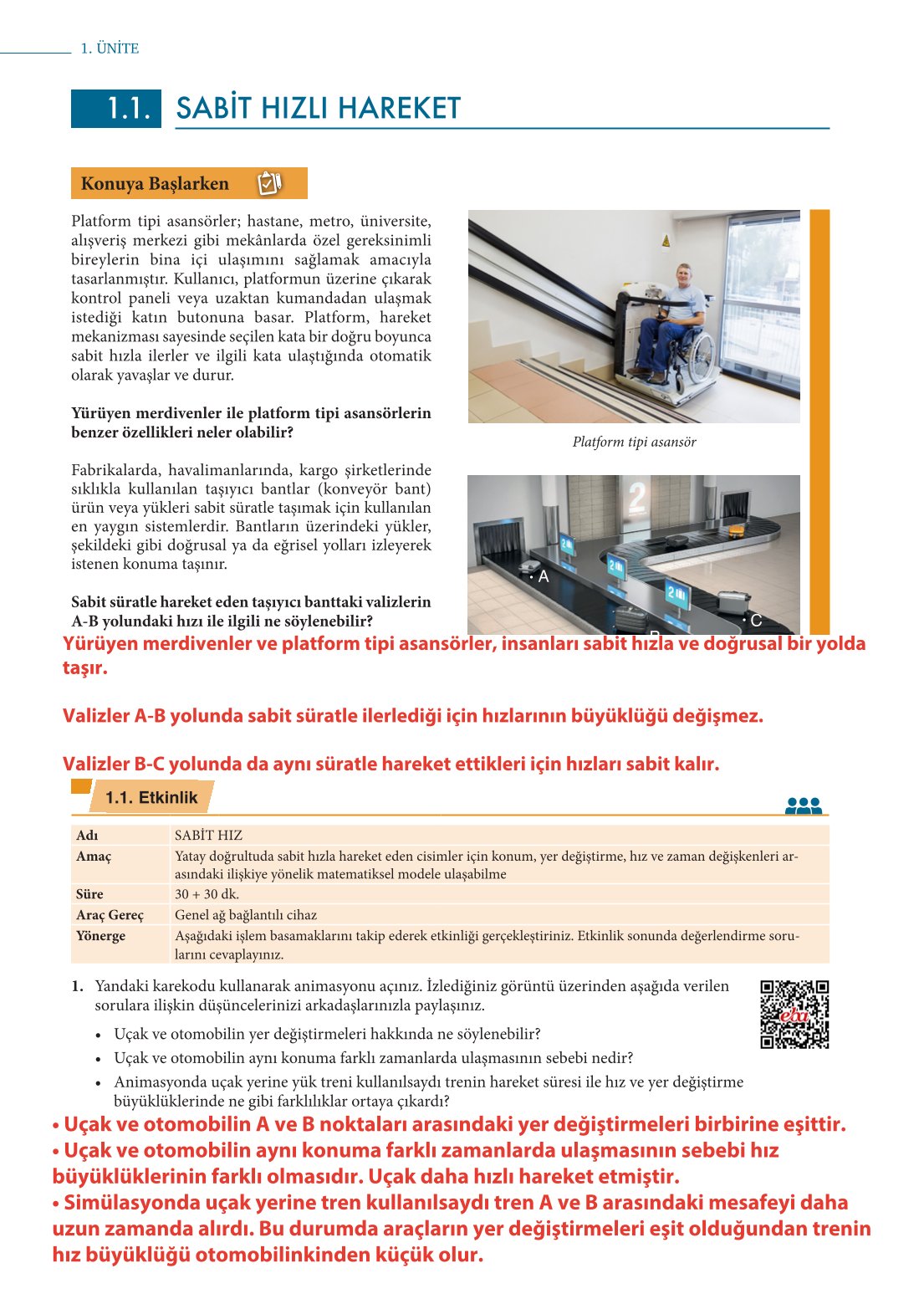 10. Sınıf Meb Yayınları Fizik Ders Kitabı Sayfa 16 Cevapları