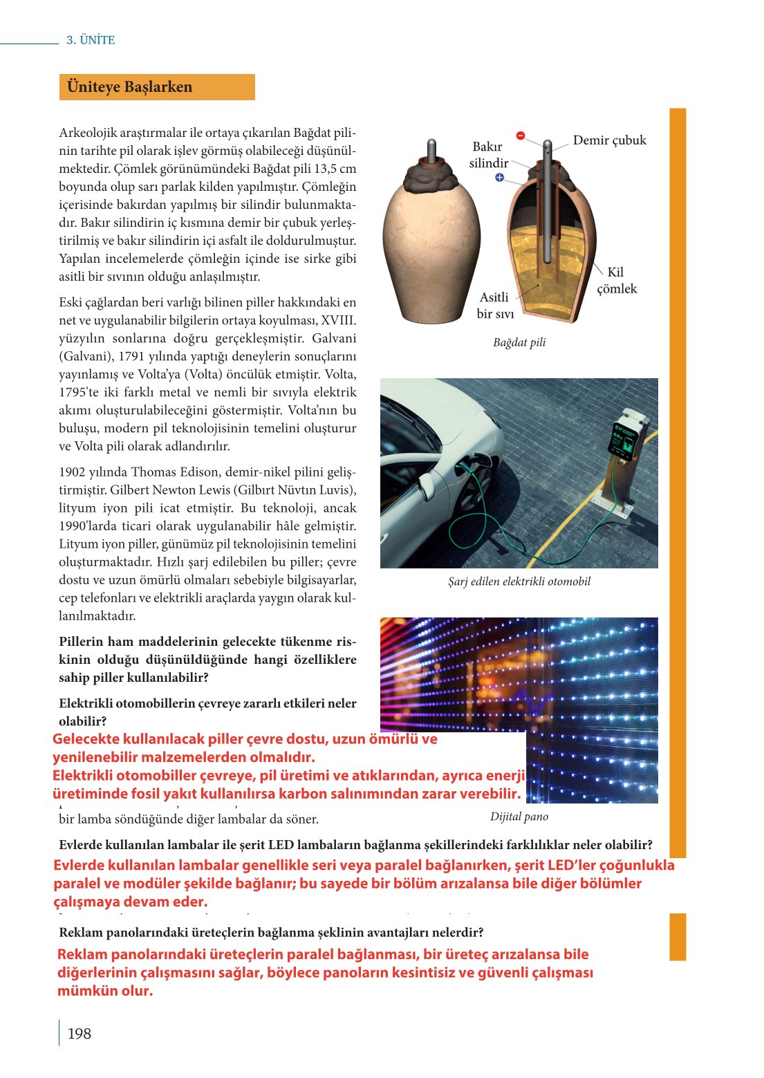 10. Sınıf Meb Yayınları Fizik Ders Kitabı Sayfa 198 Cevapları