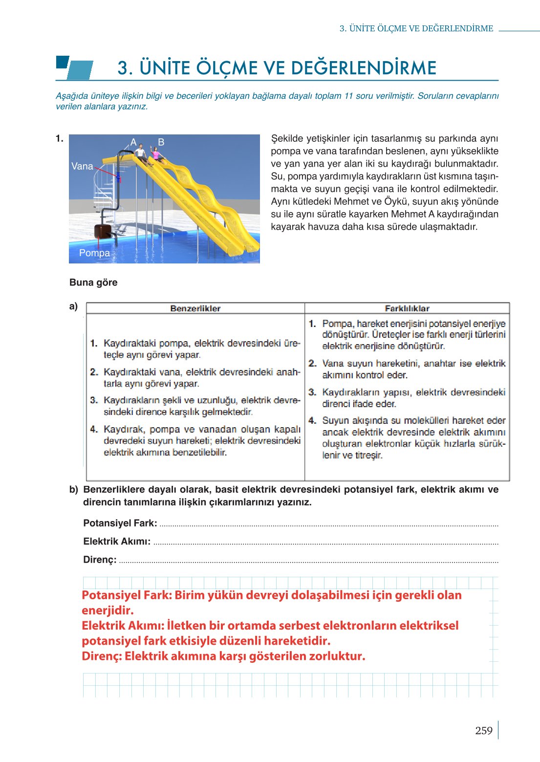 10. Sınıf Meb Yayınları Fizik Ders Kitabı Sayfa 259 Cevapları