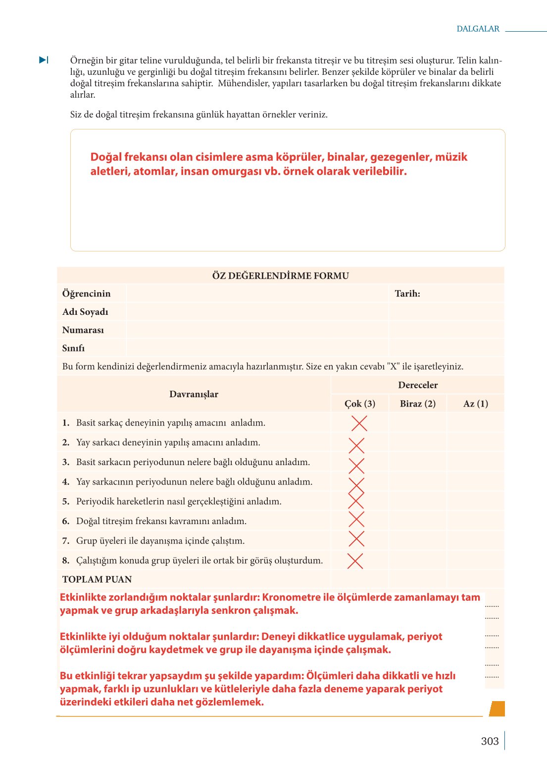 10. Sınıf Meb Yayınları Fizik Ders Kitabı Sayfa 303 Cevapları