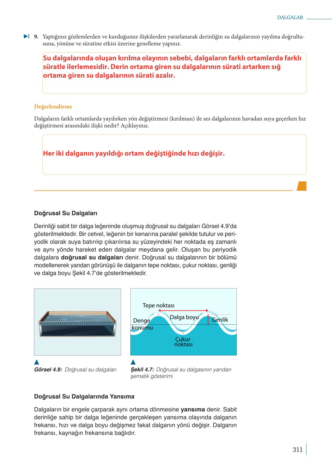 10. Sınıf Meb Yayınları Fizik Ders Kitabı Sayfa 311 Cevapları
