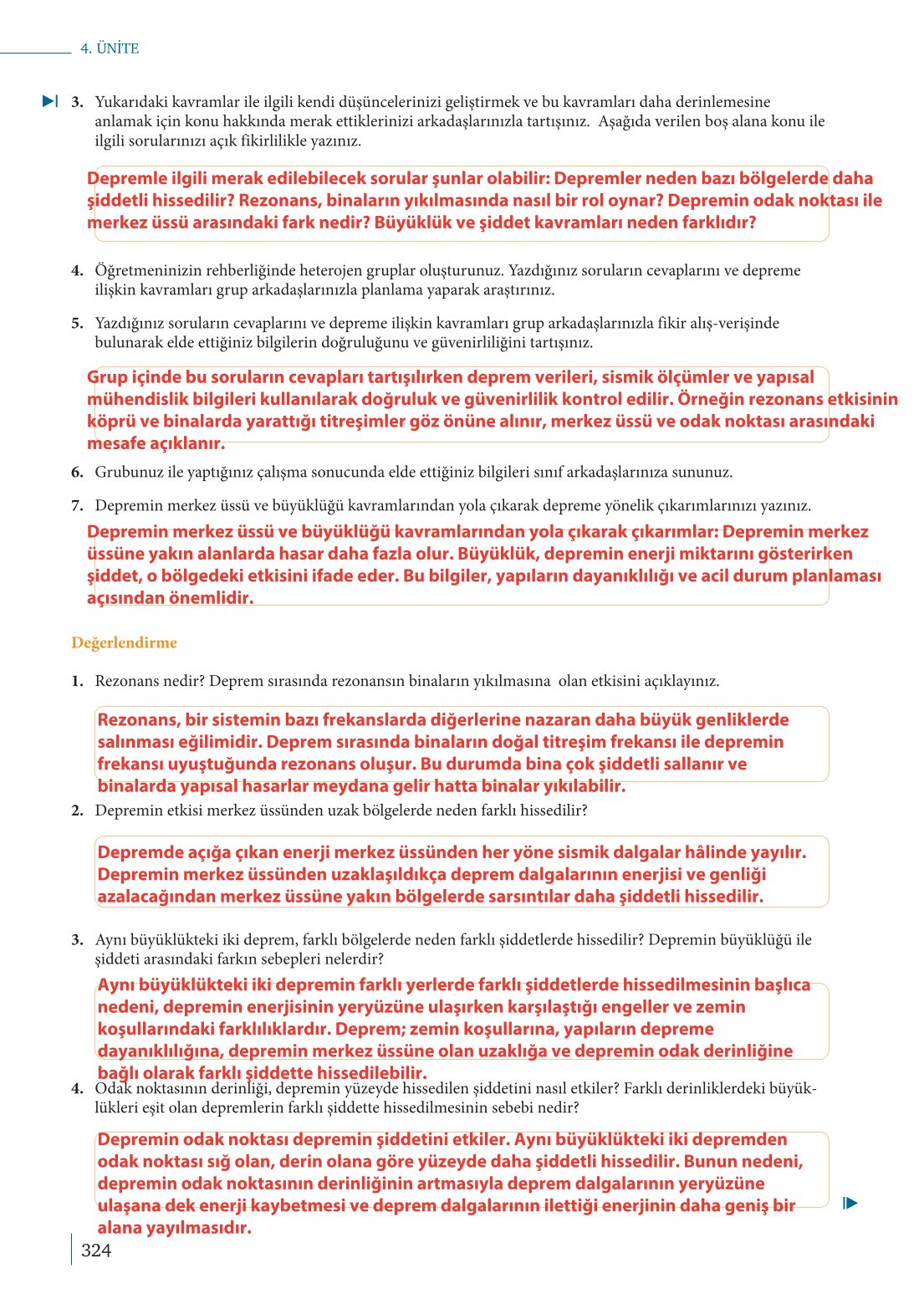 10. Sınıf Meb Yayınları Fizik Ders Kitabı Sayfa 324 Cevapları