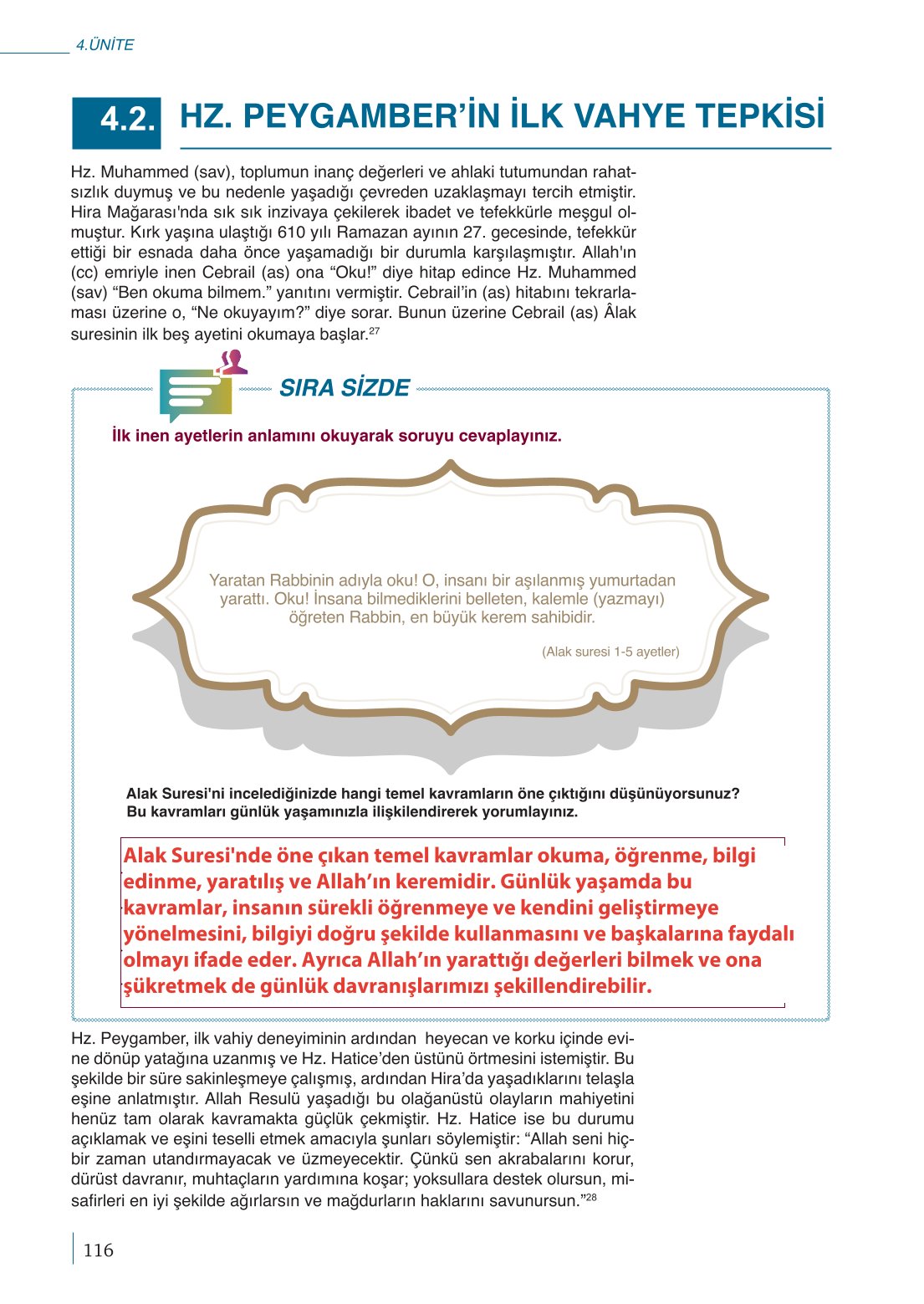 10. Sınıf Meb Yayınları Peygamberimizin Hayatı Ders Kitabı Sayfa 116 Cevapları