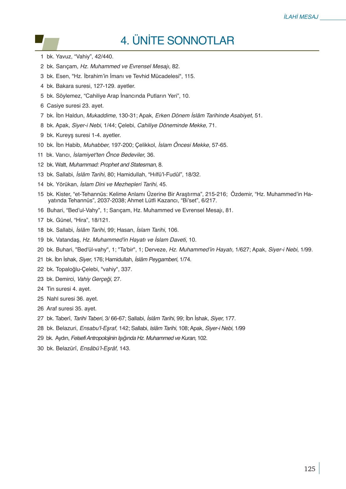 10. Sınıf Meb Yayınları Peygamberimizin Hayatı Ders Kitabı Sayfa 125 Cevapları