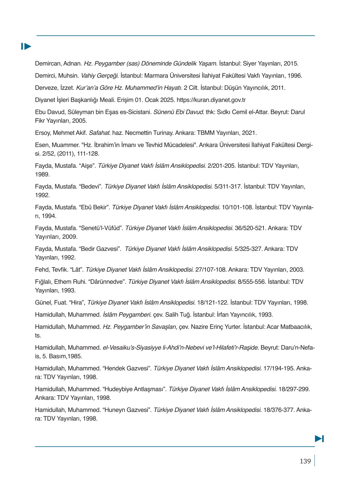 10. Sınıf Meb Yayınları Peygamberimizin Hayatı Ders Kitabı Sayfa 139 Cevapları