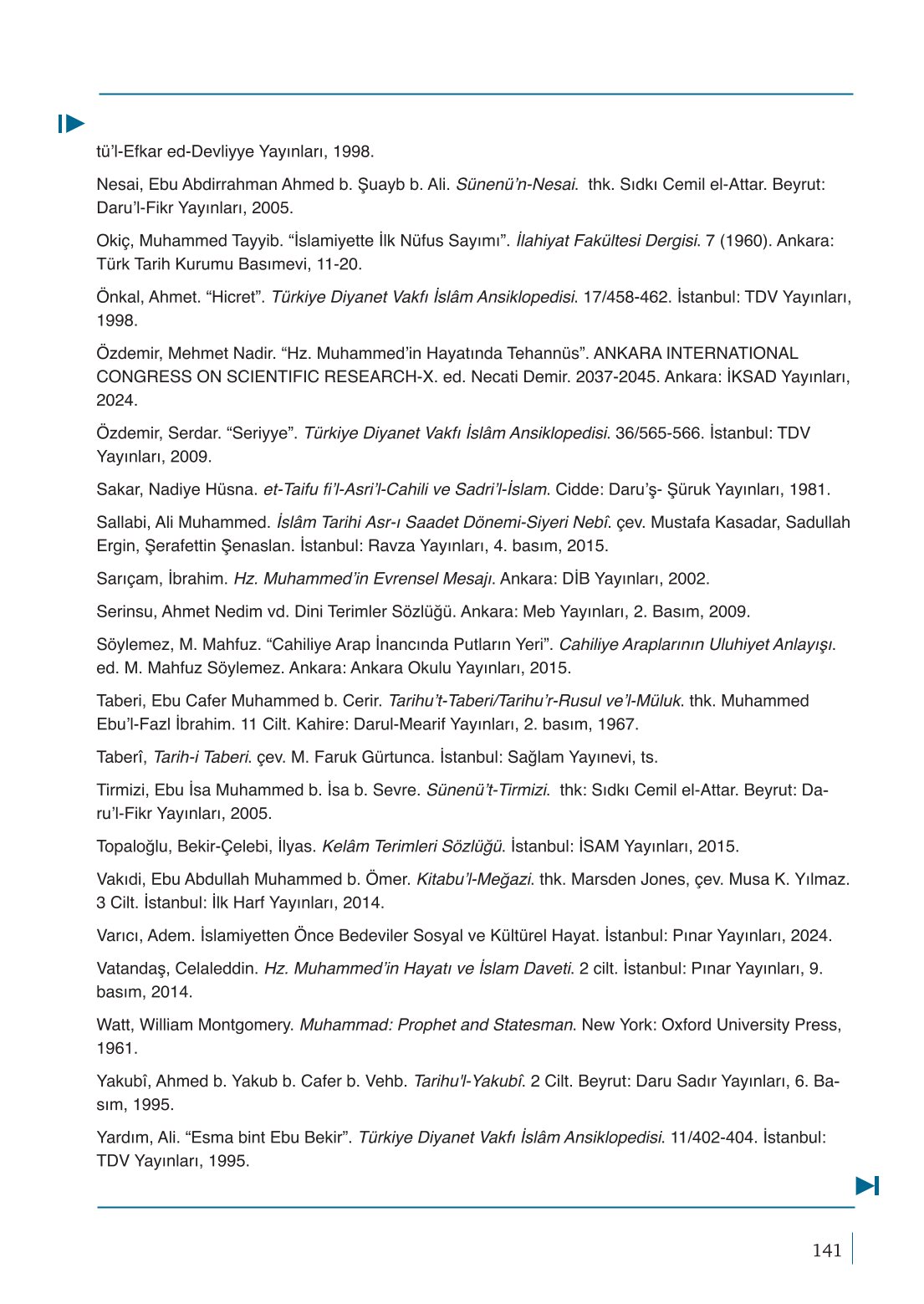 10. Sınıf Meb Yayınları Peygamberimizin Hayatı Ders Kitabı Sayfa 141 Cevapları