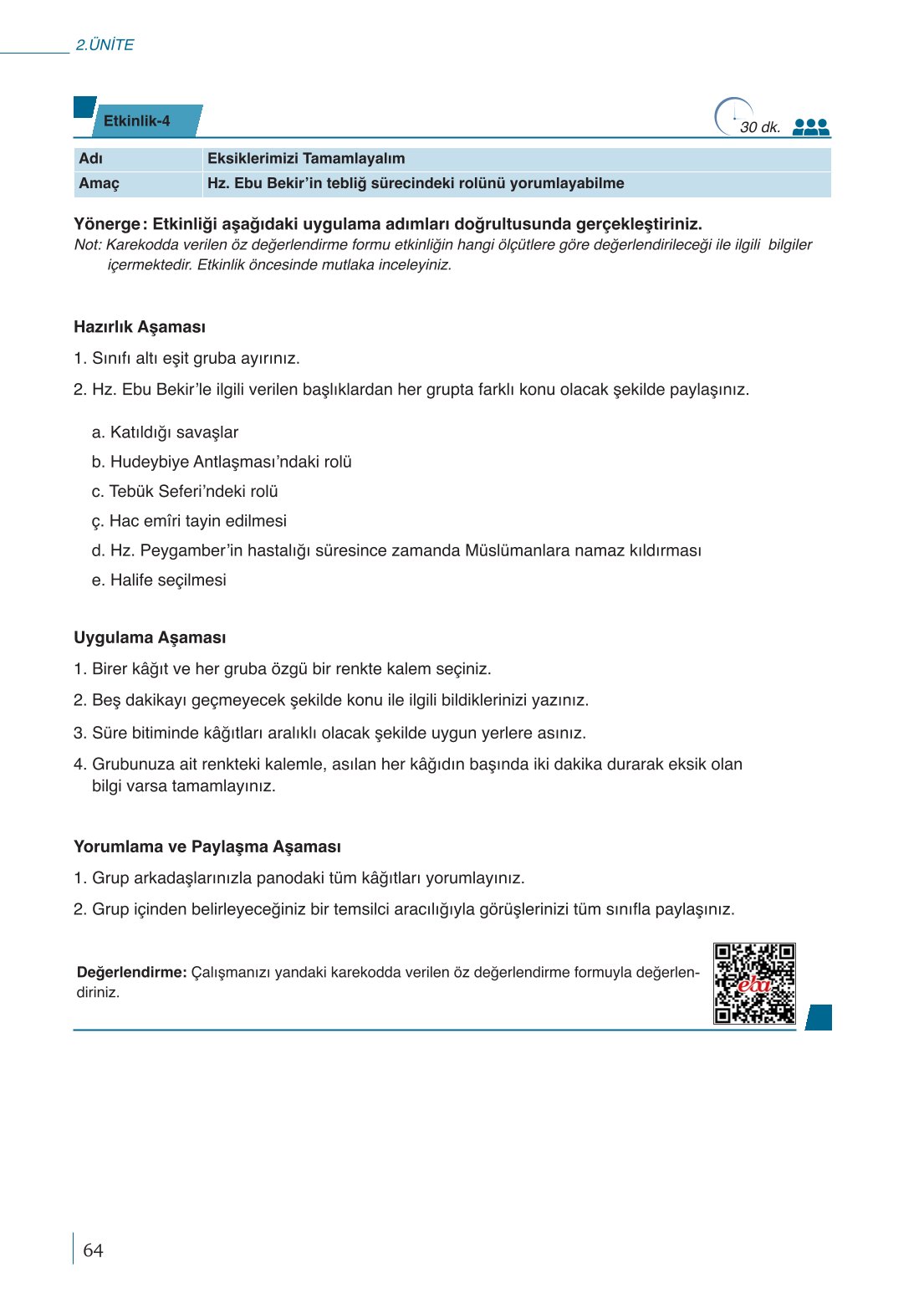 10. Sınıf Meb Yayınları Peygamberimizin Hayatı Ders Kitabı Sayfa 64 Cevapları