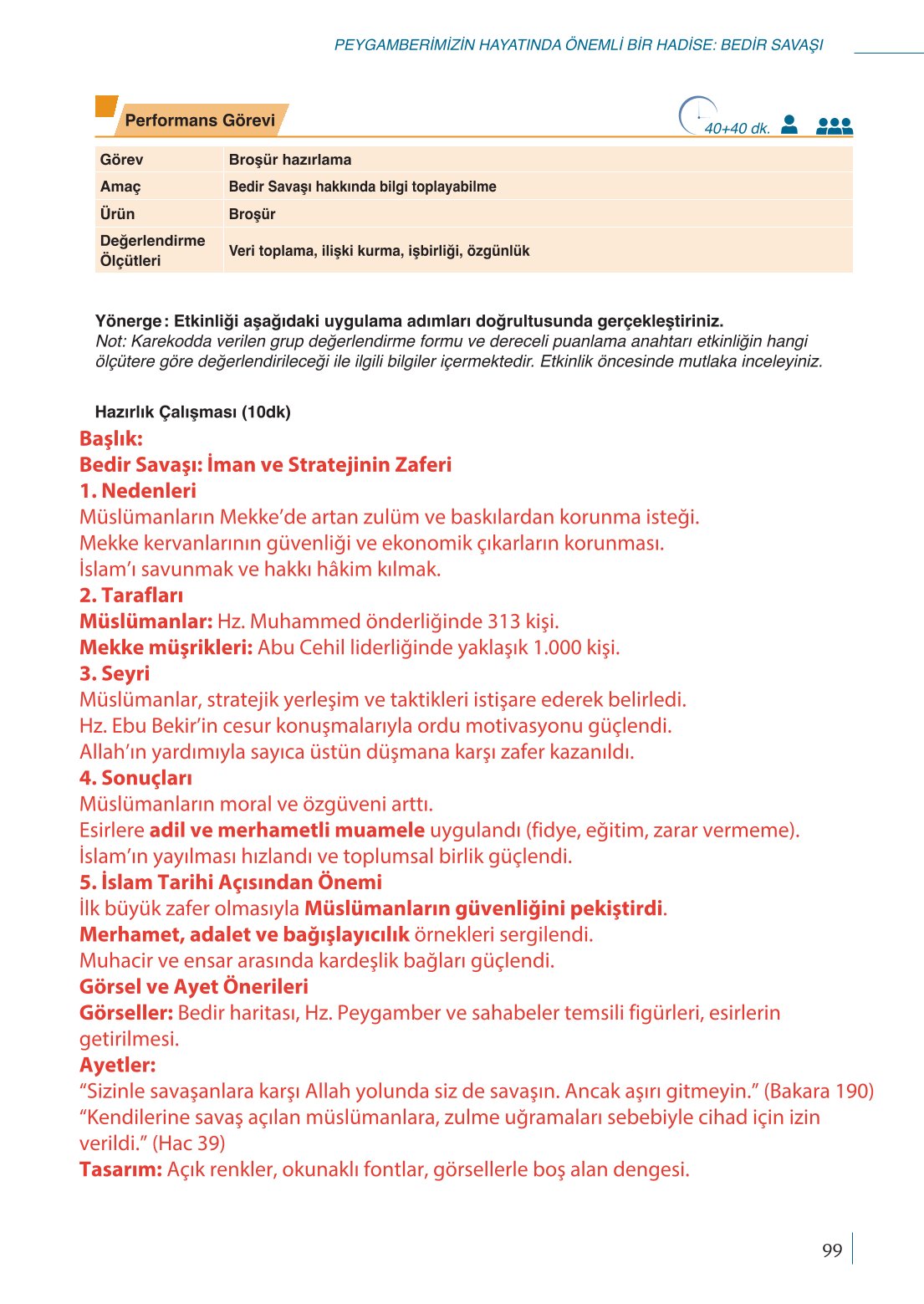 10. Sınıf Meb Yayınları Peygamberimizin Hayatı Ders Kitabı Sayfa 99 Cevapları