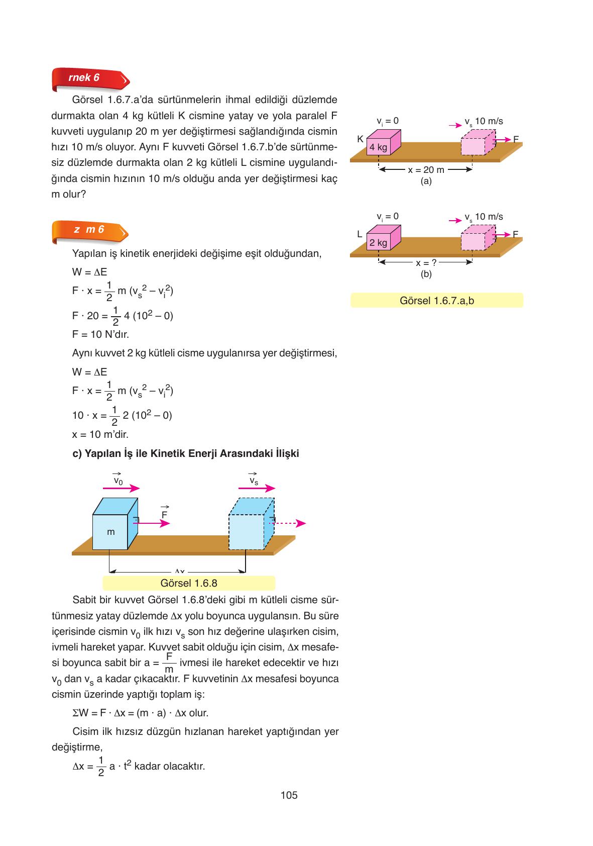 11. Sınıf Ata Yayıncılık Fizik Ders Kitabı Sayfa 105 Cevapları