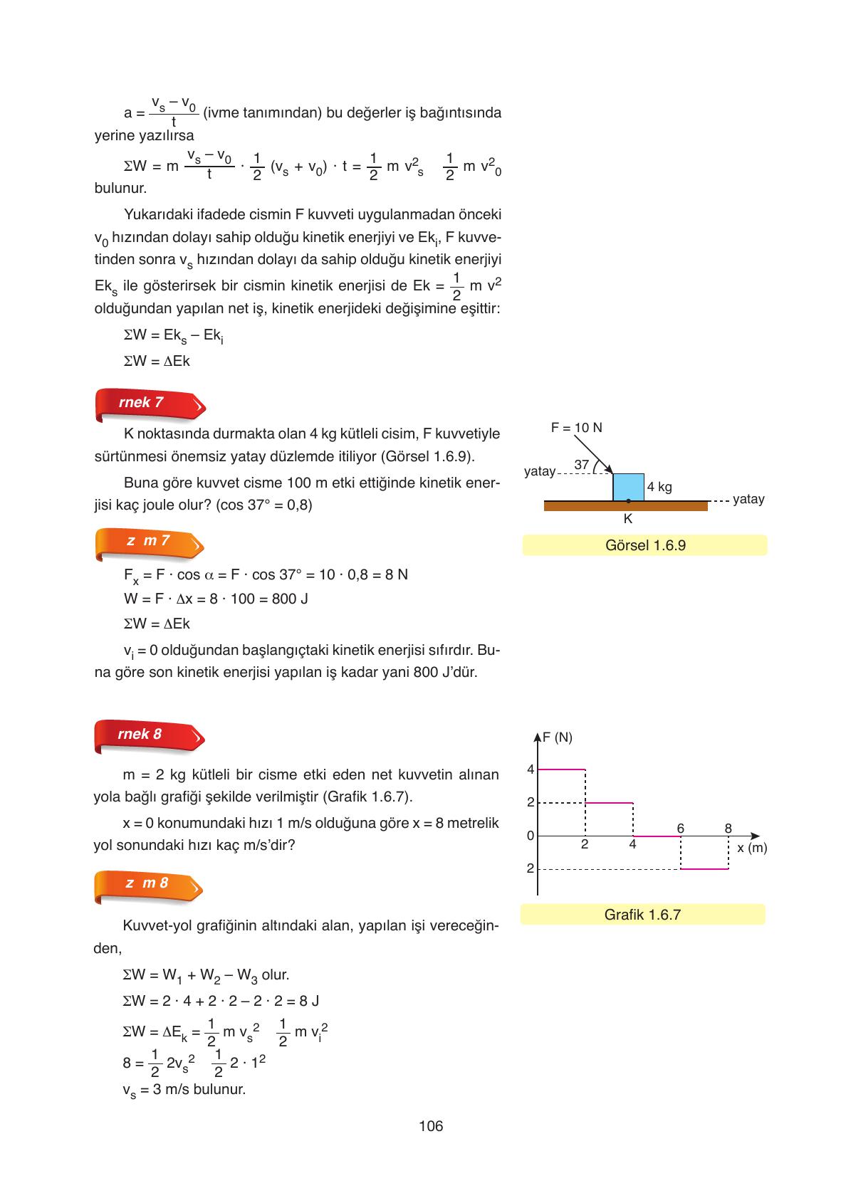 11. Sınıf Ata Yayıncılık Fizik Ders Kitabı Sayfa 106 Cevapları