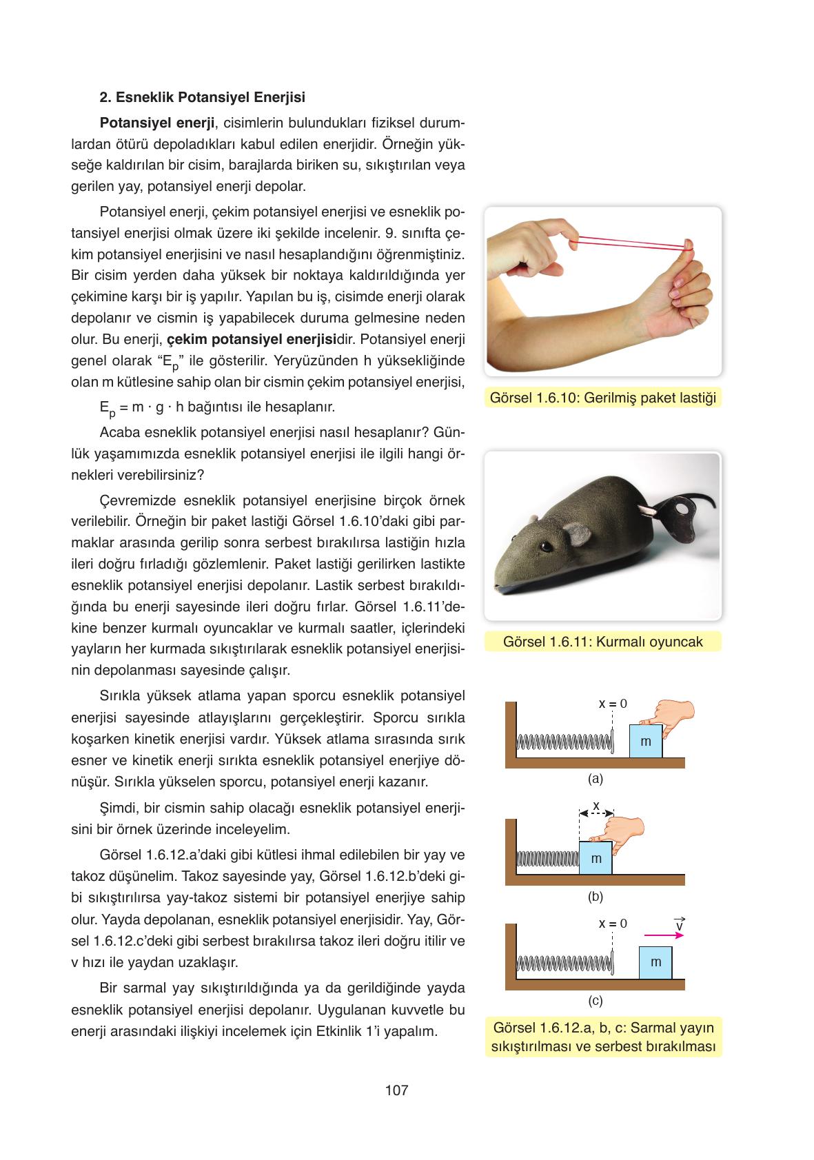 11. Sınıf Ata Yayıncılık Fizik Ders Kitabı Sayfa 107 Cevapları