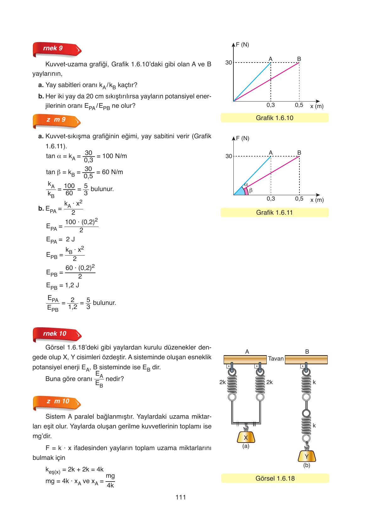 11. Sınıf Ata Yayıncılık Fizik Ders Kitabı Sayfa 111 Cevapları